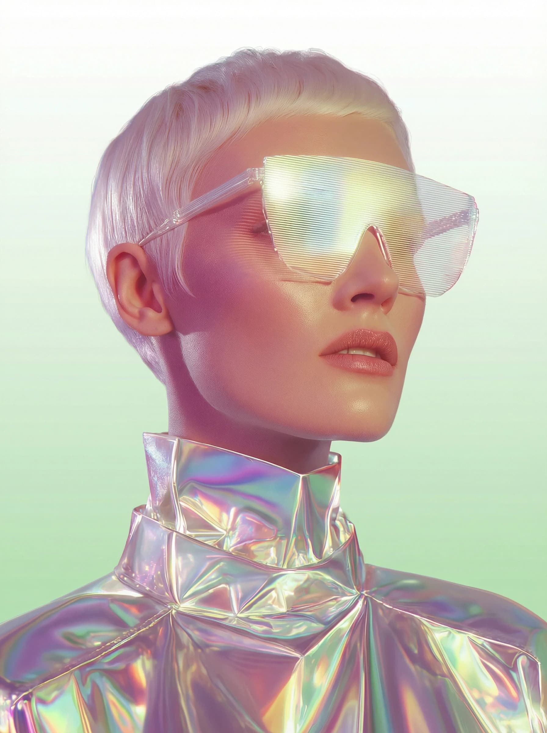 Stylized digital persona with neon lighting